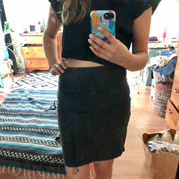 Washed Black Cotton Skirt - Picture 2 of 3